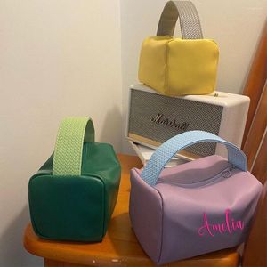 Storage Bags Custom Name Cosmetic Bag Personalized Handbag Large Capacity Wash Skin Care Candy Color Leisure