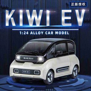 Diecast Model Cars 1/24 Diecasts Toy Vehicles KIWI New Energy Electric Car Model Sound Light Collection Car Toys For Boy Children Gift brinquedos R230807