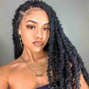 Andere Gesundheits Schönheit Artikel synthetische volle Spitze Cornrow Box Braids Perücken 20inch Schmetterling Fauxe Locs Häkelte Göttin Zöpfe vor Looped Distressed Twist Hair x0821