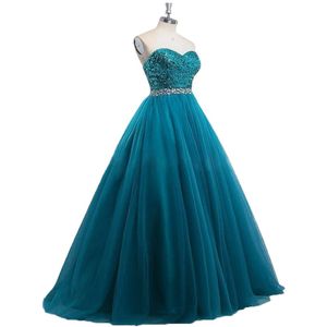 Abiti da sera formali 2021 Teal Blue Prom Dresses Lunghi paillettes Perline Cocktail Party Prom Dress Abiti da ballo Una linea robes de soiree3338