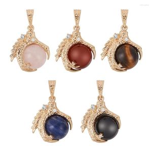 Pendant Necklaces Pandahall 1 Box Claw With Round Natural Gemstone Pendants Crystal Rhinestone Charms For Necklace Bracelet Jewelry Making