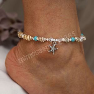 New Irregular Turquoise Anklets for Women Summer Beach Star Pendant Foot Chain Girls Ankle Bracelet Accessories Friend Gift