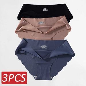 3pcs Dikişsiz İpek Külotu Kadın Seksi Kadın Damyaları Kılavuzlar Kadın iç çamaşırı iç çamaşırı buz ipek m-xl l230626