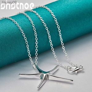 SHSTONE 1630inch Starfish OChain Collana in argento sterling 925 con ciondolo a forma di stella solida per le donne Gioielli di fascino per la festa nuziale L230704