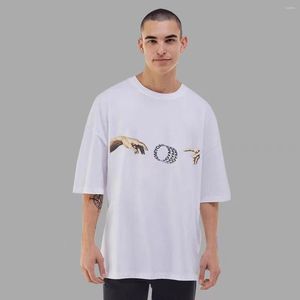 Herren T-Shirts Kany666 Hemd für Männer Tops Digitaldruck Fingerbuchstaben Baggy Original Nische Baumwolle Oversize Sommer High Street T-Shirts