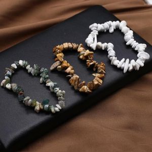 Charm armband naturlig sten gravel armband charms vit turkos Indien agat oregelbundet för kvinnor smycken gåva längd 18 cm