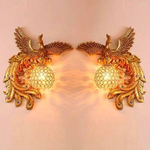 Lampada da parete Phoenix Light Indoor Modern Resin Vintage Creative LED Gold Sconce Lighting Living Room Bedroom Home Decoration Lights