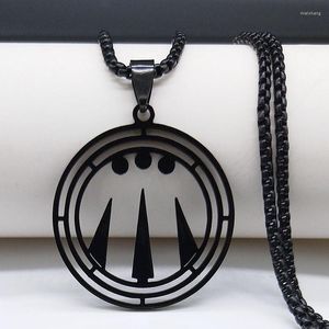Pendant Necklaces Goth Awen Druid Symbol Sharm Amulet Decal Pin Patch Necklace Men Black Stainless Steel Gothic Jewelry N3051S03