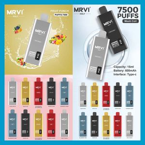 MRVI HOLY 7500 PULDS Disponible Vape Pen E Cigarettanordning med 600mAh Batteri 15 ml POD Förfylld Catridge laddningsbar 6000Puffs vs CUVIE Slick Leak Proof Design