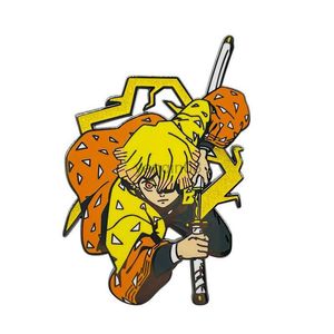 Pins Broschen Anime Demon Slayer Agatsuma Zenitsu Anstecknadeln für Rucksack Emaille Pin Broschen für Kleidung Aktentasche Abzeichen Zubehör Geschenke HKD230807