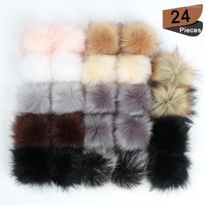 Berets 16/24Pcs DIY Hats Accessories False Hairball Pom Handmade Artificial Ball Faux Fur PomPom