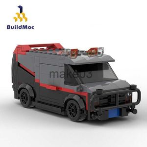Mimarlık/DIY House Buildmoc teknik otomobil ateam van swat takım kamyonu hightech yapı taşları moc city polis karakolu araba tuğla oyuncak çocuklar için j230807