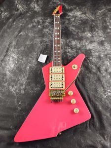 Rare Destroyer II DT-555 Pink Phil Collen Electric Guitar Floyd Rose Tremolo Bridge, Gold Hardware, Block Abalone Inlays, 3 Double Cream Humbuckers Pickups Whammy Bar