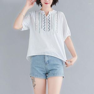 Женские футболки для футболки для женских футболок для вышивки художественной вышивки корейская повседневная мода с коротки