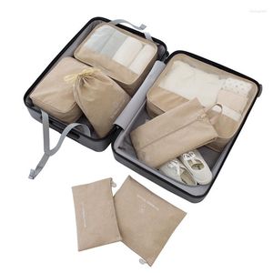 Bolsas de armazenamento 7 peças bolsa de viagem à prova d'água cosmética grande capacidade mala de viagem organizadora de roupas para lavar