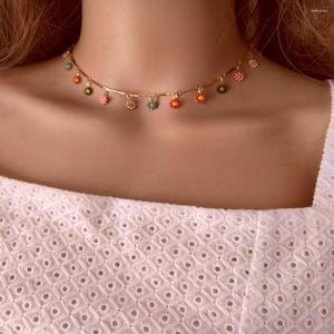 Chains Arrival Lovely Metal Daisy Color Charm Statement Short Necklace 2023 Fashion Simple Handmade Chain Jewelry Products