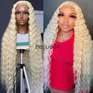 Mänskligt hår Capless Wigs 13x4 Deep Wave 613 Honey Blonde Curly Transparent spets frontala peruker 180 Remy 13x6 Vattenvågfärgad spets främre mänskliga hår peruk x0802