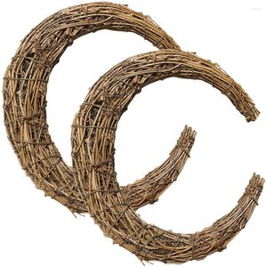 Dekorative Blumen Rattan Girlande DIY Reifen Kunsthandwerk Ring hängen Dekor Rahmen Mond für Kranz Wand Weihnachten machen Ringe Material