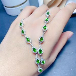 Łańcuchy eleganckie 925 Srebrny naszyjnik z kamienia szlachetny na imprezę 3 mm 5 mm Całkowicie 1,8ct naturalny diopside 18K Gold Chrome Biżuteria