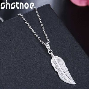 925 Sterling Silver 1630 Inch Chain Feather Pendant Necklace For Women Engagement Wedding Gift Fashion Charm Jewelry L230704