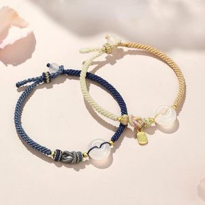 Charm-Armbänder, natürlicher weißer Achat, Ruyi-Friedensschnalle, gewebtes Armband für Glückspaare