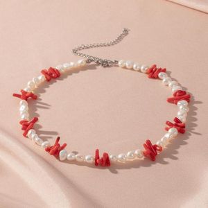 Choker KBJW Trendy Beaded Pearl Necklace Red Coral Freshwater Party For Women Dainty Unique Jewelry Gift Her 2023