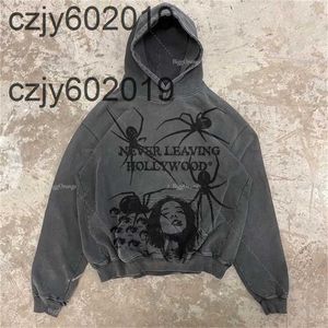 Высококачественный паук принт Zip Негабаритный толстовка с капюшоном Men Men Punk Sport Sport Pail Harajuku Готическая уличная одежда с длинным рукавом корейская мода 220819blml