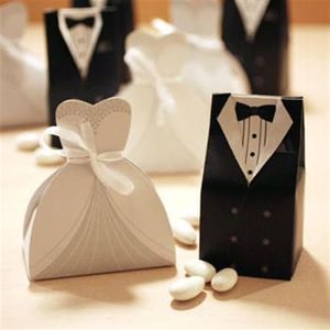 Candy Box Bride Groom Wedding Bridal Favor Favor Favor Pudełka Gown Suknia Tuxedo 100 szt. 50 par new249g