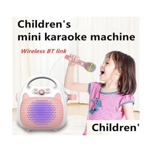 Karaok Player Kids K Sing Home O Wireless Bt Micro Phone Video Children Mini Hine Tv Ktv Speaker Alto-falante Handheld Drop Delivery Dh5Uy