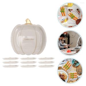 Set di stoviglie 10 pezzi Piatti di Halloween Stoviglie di carta usa e getta a forma di zucca Torta Dessert