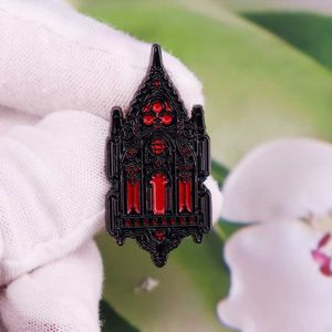 Pins Broschen Magical Black Red House Harte Emaille Pin Anstecknadeln Ponk Gothic Brosche Abzeichen Modeschmuck Zubehör HKD230807