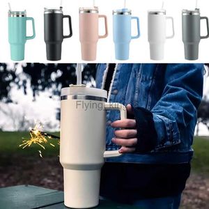 40oz Thermos Stainless Steel Vacuum Flasks Straw Cup with Handle Ice Tea Large Capacity Car Water Bottle Coffee Mug HKD230807