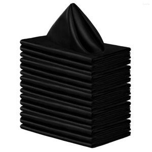 Table Cloth 16 Pcs Square Satin Napkins Shiny Silk Tablecloths Soft And Fabric Doily For Wedding Black