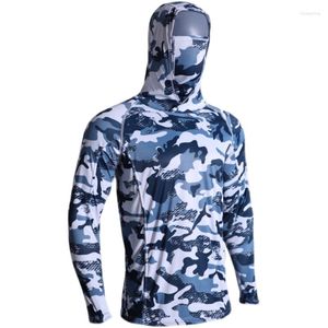 Jagdjacken Herren-Angelhemd mit Kapuze und Maske UV-Halsmanschette Hoodie UPF50 Herrenhemden Feuchtigkeitstransport