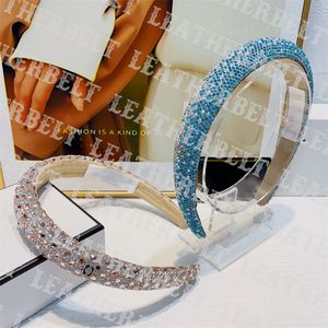 Shiny Rhinestone Hair Hoop Designer Womens Elastic Hair Band Luxury Diamond Headbands with Box