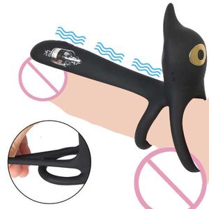 Massager with Clitoris Vibrators Strap on Penis Ring for Men Cock Extender Enlargement Women Vaginal Anal Plug Cordless Couples