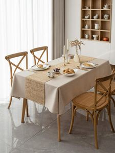 Toalha de mesa Toalha de mesa de cor sólida à prova d'água, sem lavagem, algodão e linho, retangular, chá, jantar