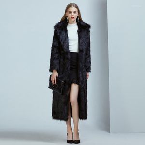 女性の毛皮のフェイクスーパーロングスーツカラーコート冬の女性高品質のオーバーコート厚い温かい大きなサイズ女性ぬいぐるみコート