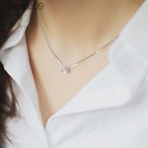 Utsökta strasskedja Singel Zircon 925 Pure Silver Halsband Kvinnliga modetillbehör Silver smycken L230704