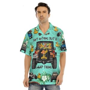 Camisas casuais masculinas Camisa havaiana Engraçada Estampa de pato Kawaii Criativo 3D Verde Praia Manga curta Top grande 230804