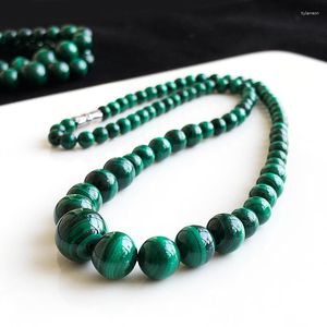 Pendant Necklaces Natural Malachite Necklace Women's Short Millenium Grain Round Pearl Crystal Tower Chain Clavicle Jewelry