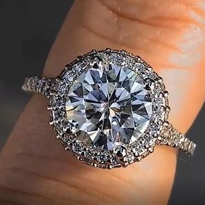 Cluster Rings Solid 14K White Gold Women Ring Moissanite Diamonds 1 2 3 4 5 Round Wedding Party Engagement Anniversary Romantic
