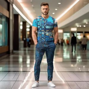 Herren-Trainingsanzüge, Sommer-Sets, kurzärmelig, T-Shirt, Hose, 2-teilig, bedruckt, übergroße T-Shirts, Hosen, Anzüge, lässige Oberteile, Jogginghose, Kleidung