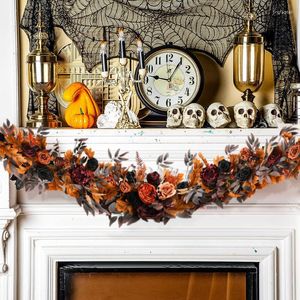 Decorative Flowers Halloween Garland Artificial Fall Foliage Wreath Autumn Home Decoration For Wedding Party Garden Table Runner Fireplace