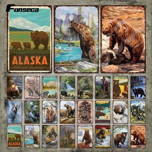 Ursus Thibetanus and Thibetanus Metal Signs Alaska Wild and Wonderful Vintage Plaque Funny Bear Metal Poster Plate Room Man Cave Home Custom Decor 30X20CM w01