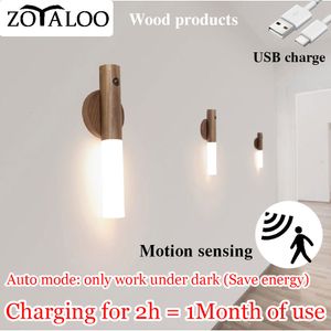 Annan heminredning Zoyaloo Led Wood USB Night Light Magnetic Wall Lamp Kök skåp garderob Ljus sovrum bord flytta sängbelysning 230807