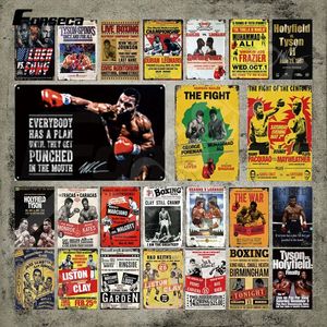 Boks Metal Plaka Fight Boks Vintage Plak Teneke İşaret Metal Poster Metal Poster Demir Boya Duvar Eşitleri Ev Boks Spor Salonu Dekoru Kişiselleştirilmiş Poster 30x20cm W01