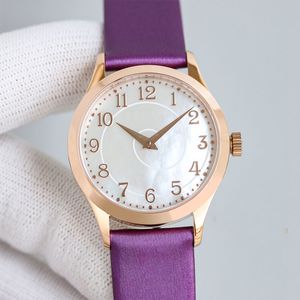 Zegarek zegarek zegarki Pearl Face Wprowadzenie automatycznego mechanicznego skórzanego paska Sapphire Waterproof Wodoodporne Watche Montre de Luxe 33mm