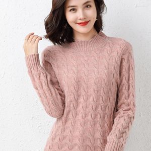 Women's Sweaters 100 Pure Woolen Sweater Women Autumn Winter 2023 Twist Round Neck Pullover Loose And Thick Knitted Cashmere