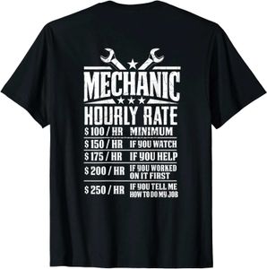 Men's T-Shirts Funny Mechanic Hourly Rate - Graphic Design T-Shirt - Back Tops Tees Funky Casual Cotton Men's Tshirts Family J230807